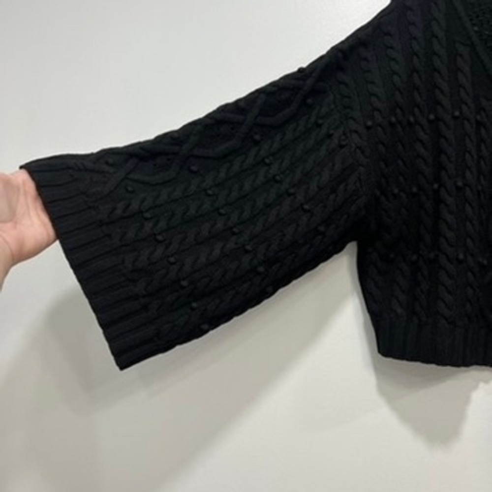 Misa Los Angeles Womens Sweater Small Black Crochet NWT $470 Knit Solid Mock - Picture 2 of 9